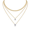 Gemini 2 Carat Moissanite Layered Necklace in Gold-Tone Sterling Silver