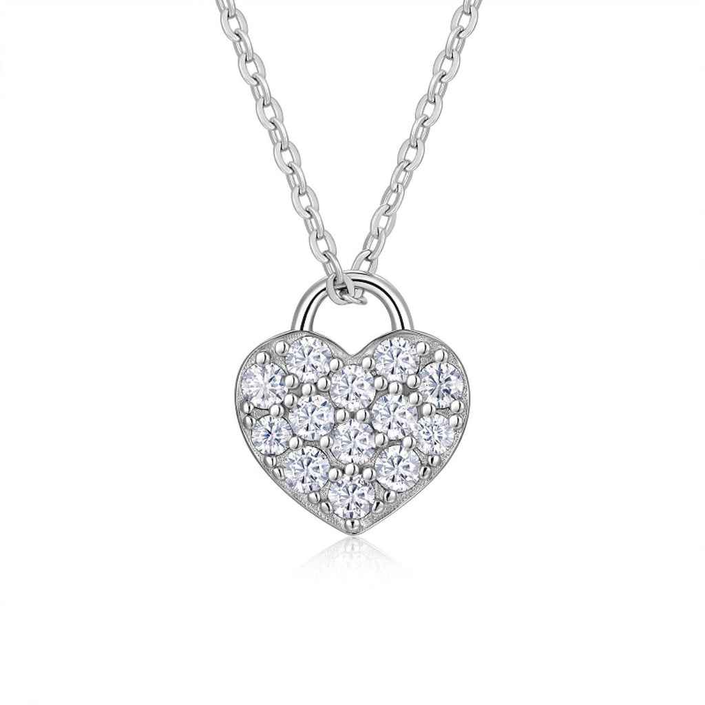 Amoret 1 Carat Moissanite Heart Pendant Necklace in Sterling Silver