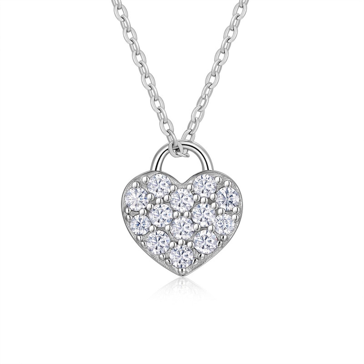 Amoret 1 Carat Moissanite Heart Pendant Necklace in Sterling Silver