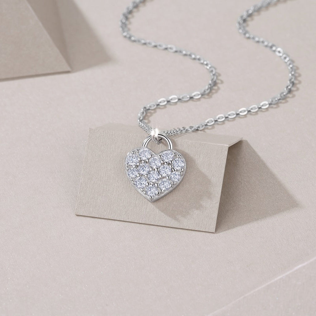 Amoret 1 Carat Moissanite Heart Pendant Necklace in Sterling Silver