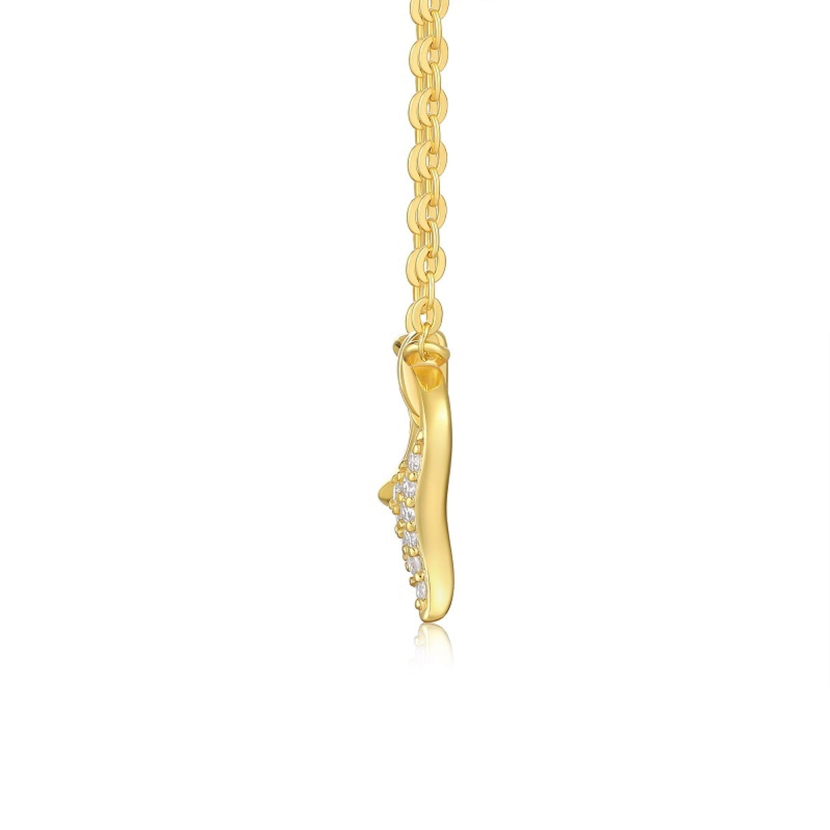 Foliage Moissanite Leaf Pendant Necklace in Gold-Tone Sterling Silver