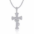 Serpentine Moissanite Cross Necklace in Sterling Silver