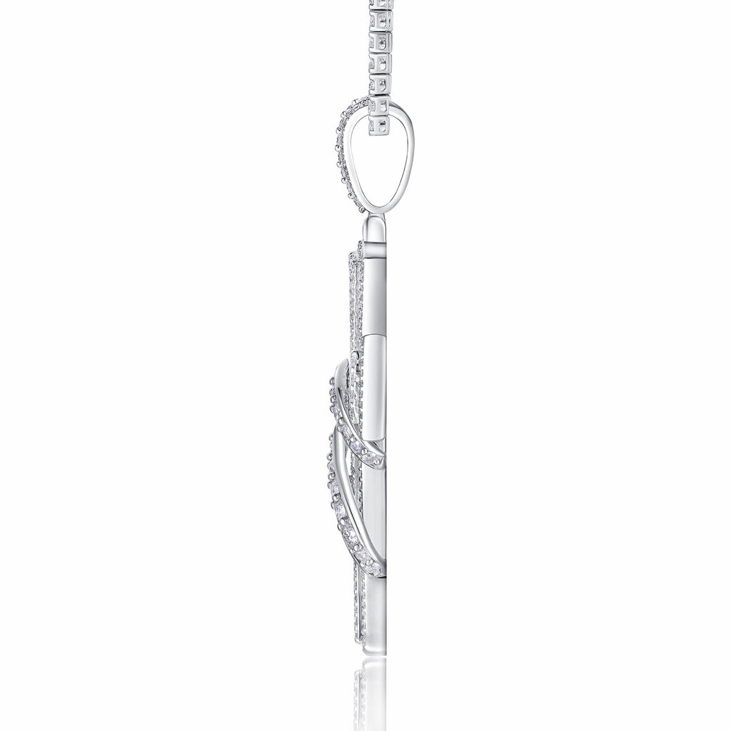 Serpentine Moissanite Cross Necklace in Sterling Silver