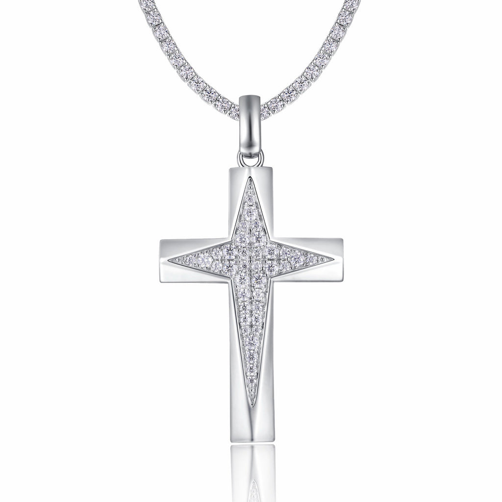 Polaris Moissanite North Star Pendant Necklace in Sterling Silver