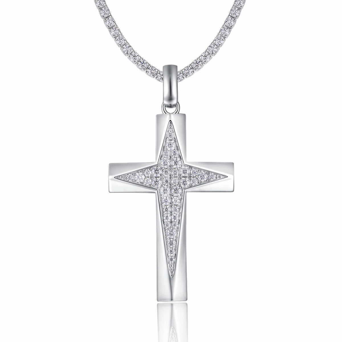 Polaris Moissanite North Star Pendant Necklace in Sterling Silver
