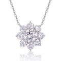 Frostflower 3 Carat Moissanite Flower Pendant Necklace in Sterling Silver
