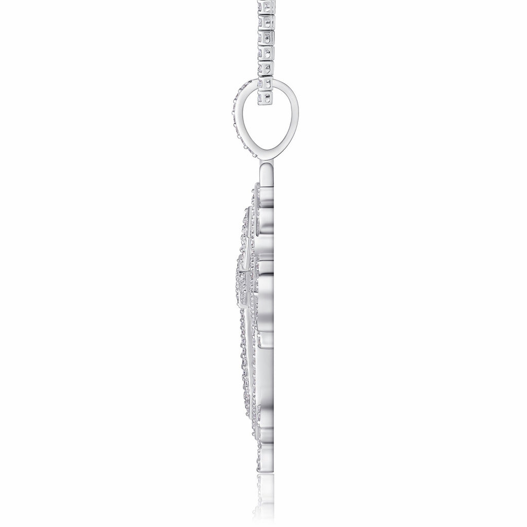 Cathedral Moissanite Cross Necklace in Sterling Silver