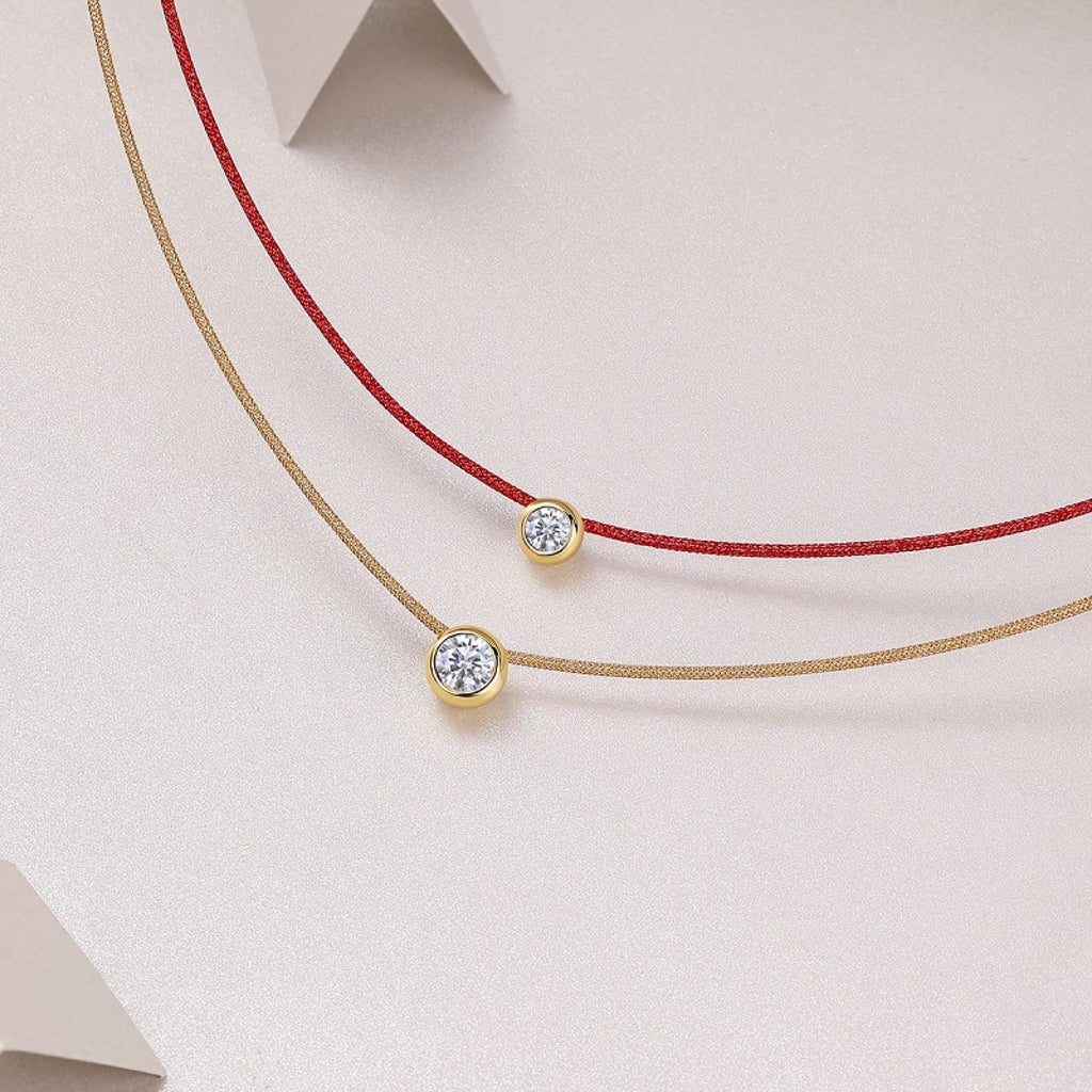 Fortune 0.5 Carat Moissanite Red Cord Necklace