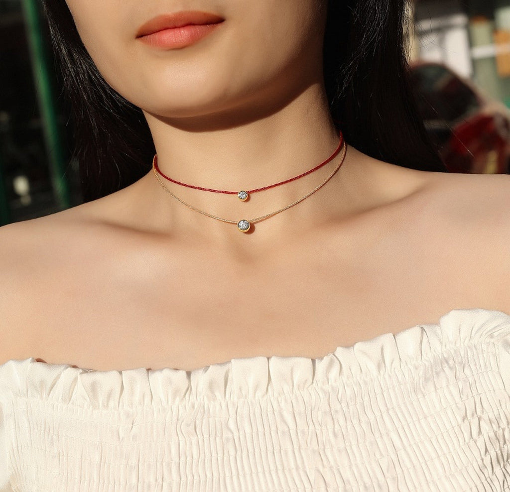 Fortune 0.5 Carat Moissanite Red Cord Necklace