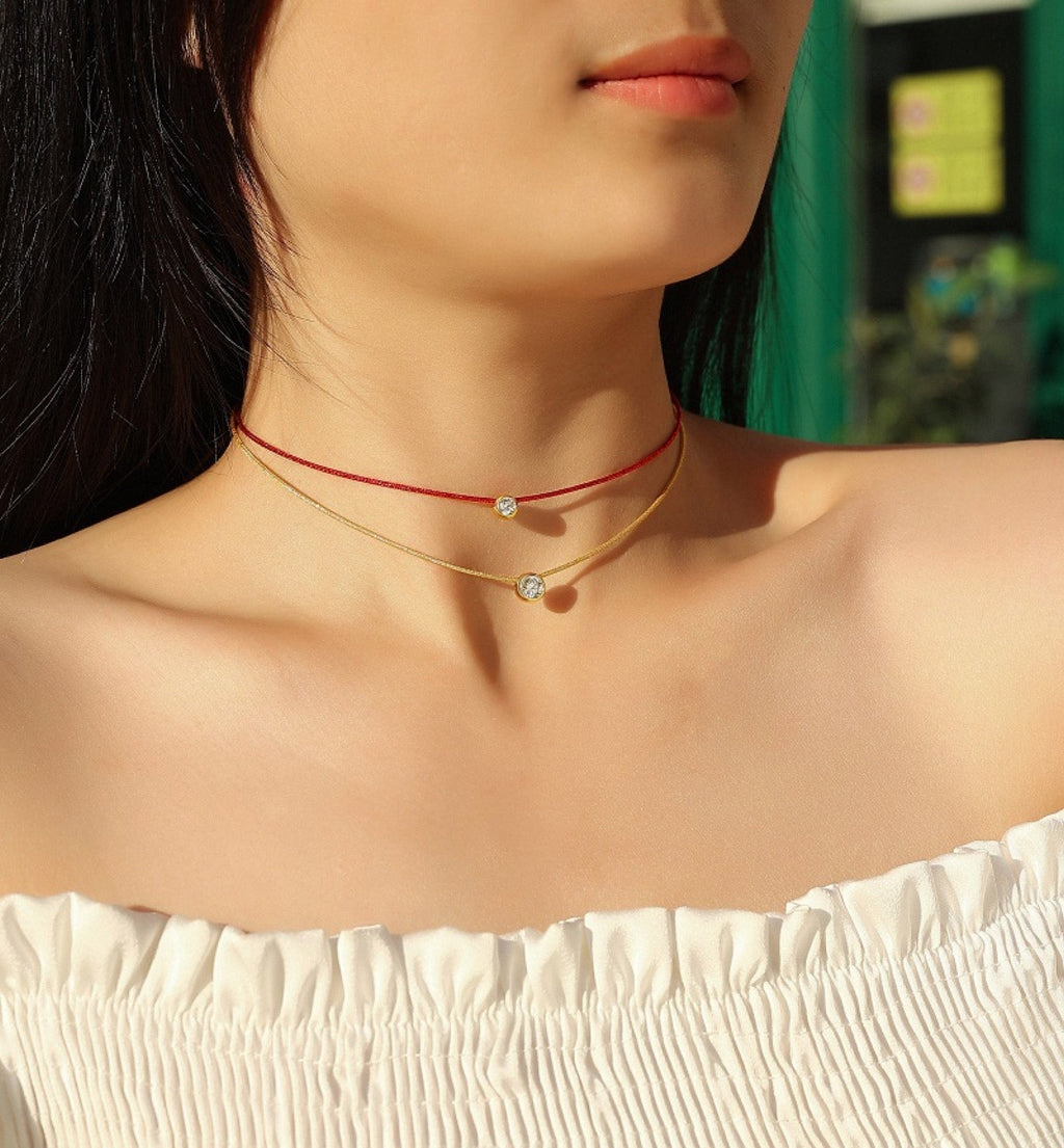 Fortune 0.5 Carat Moissanite Red Cord Necklace