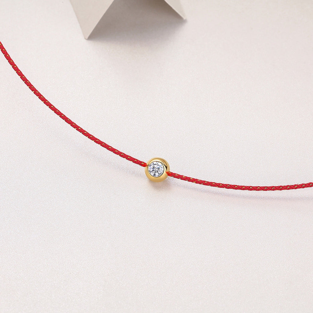 Luck 0.3 Carat Moissanite Red Cord Necklace