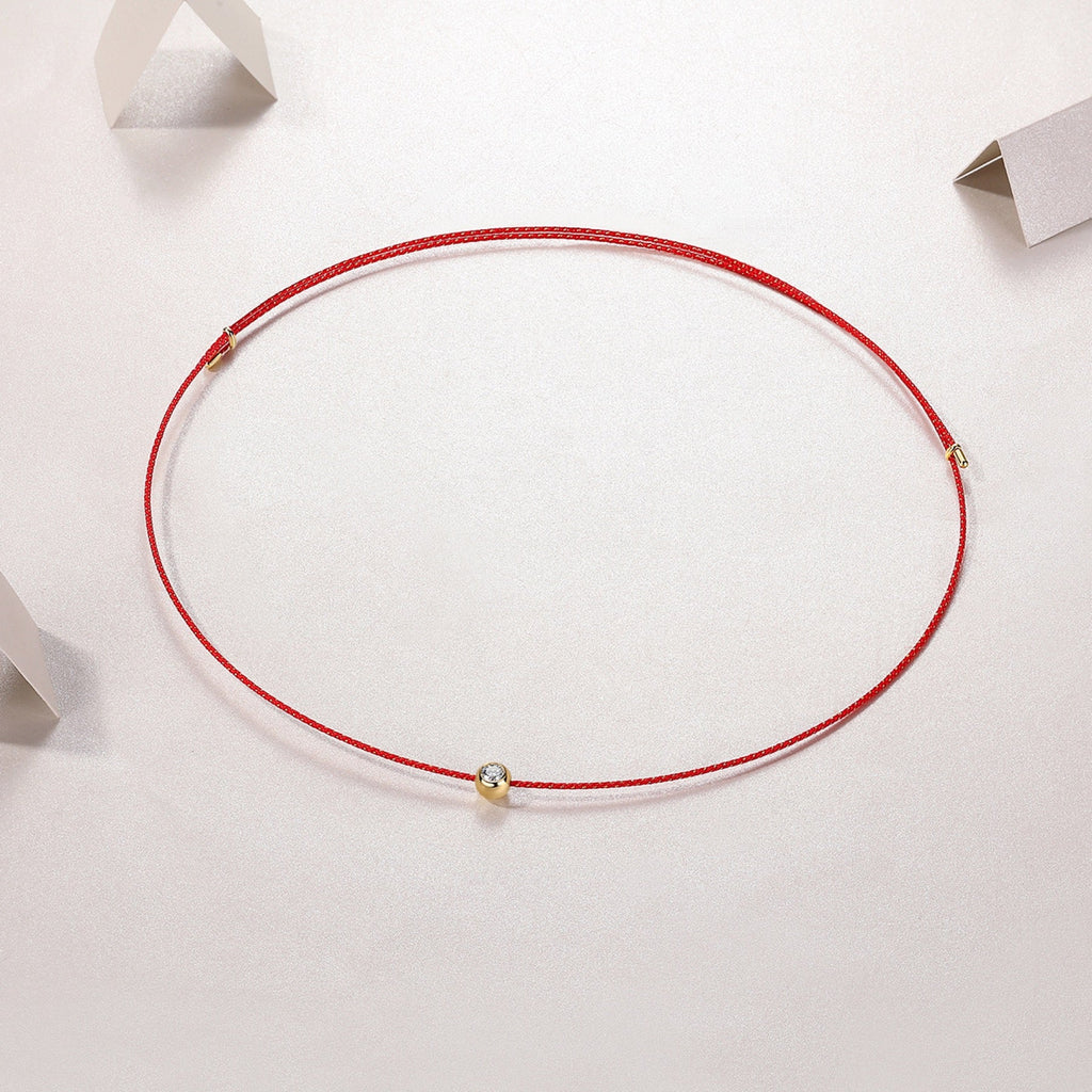 Luck 0.3 Carat Moissanite Red Cord Necklace