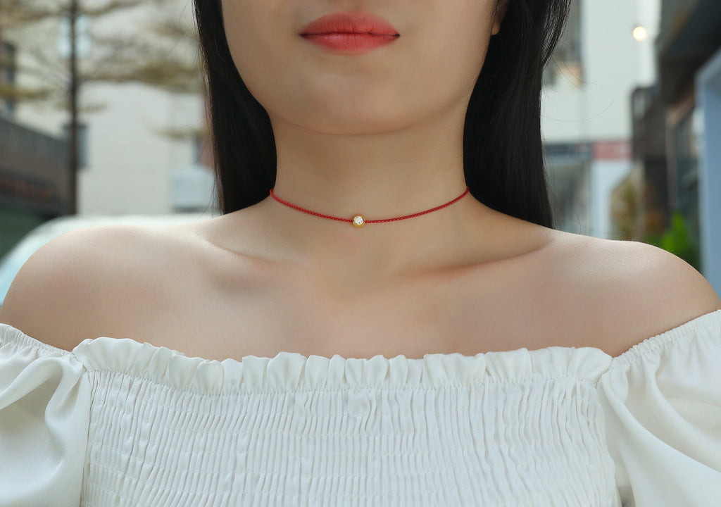 Luck 0.3 Carat Moissanite Red Cord Necklace