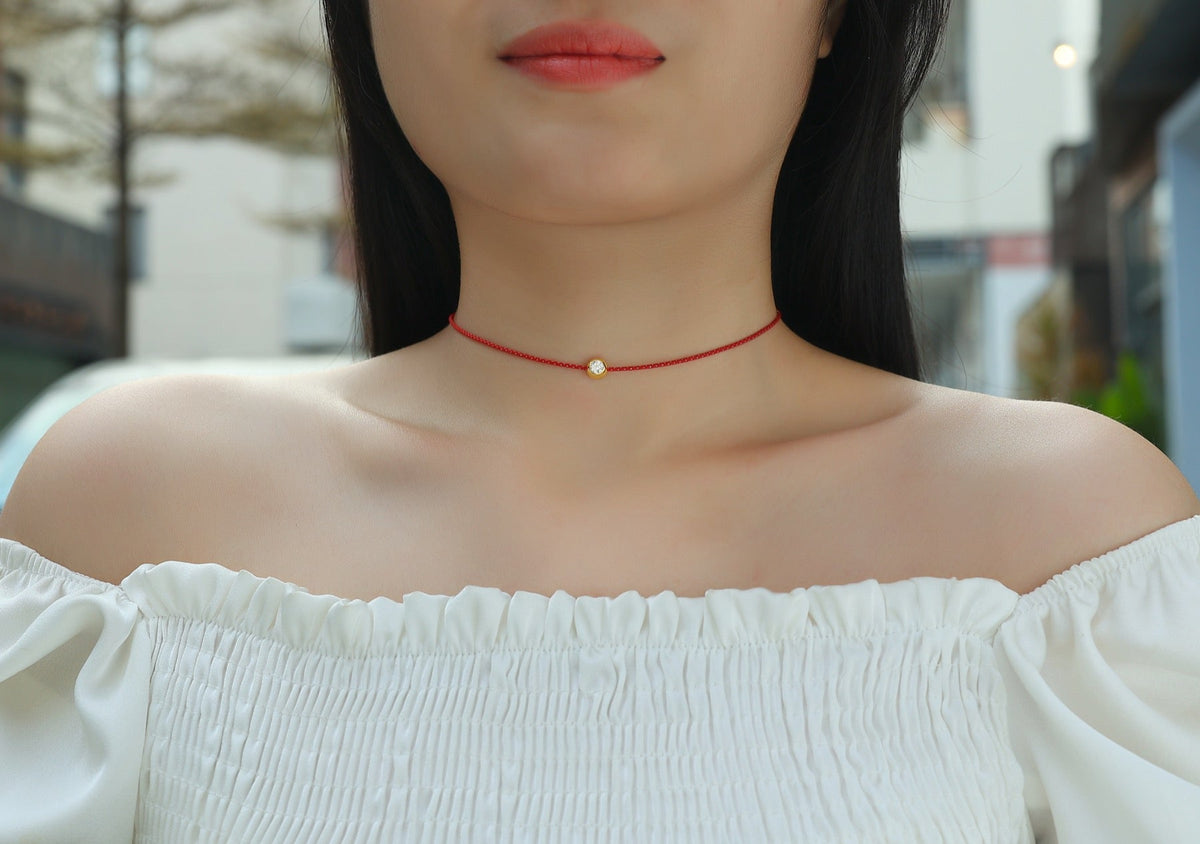 Luck 0.3 Carat Moissanite Red Cord Necklace