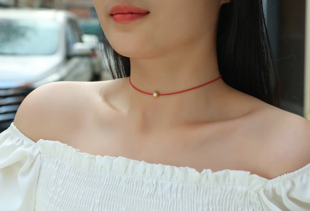 Luck 0.3 Carat Moissanite Red Cord Necklace