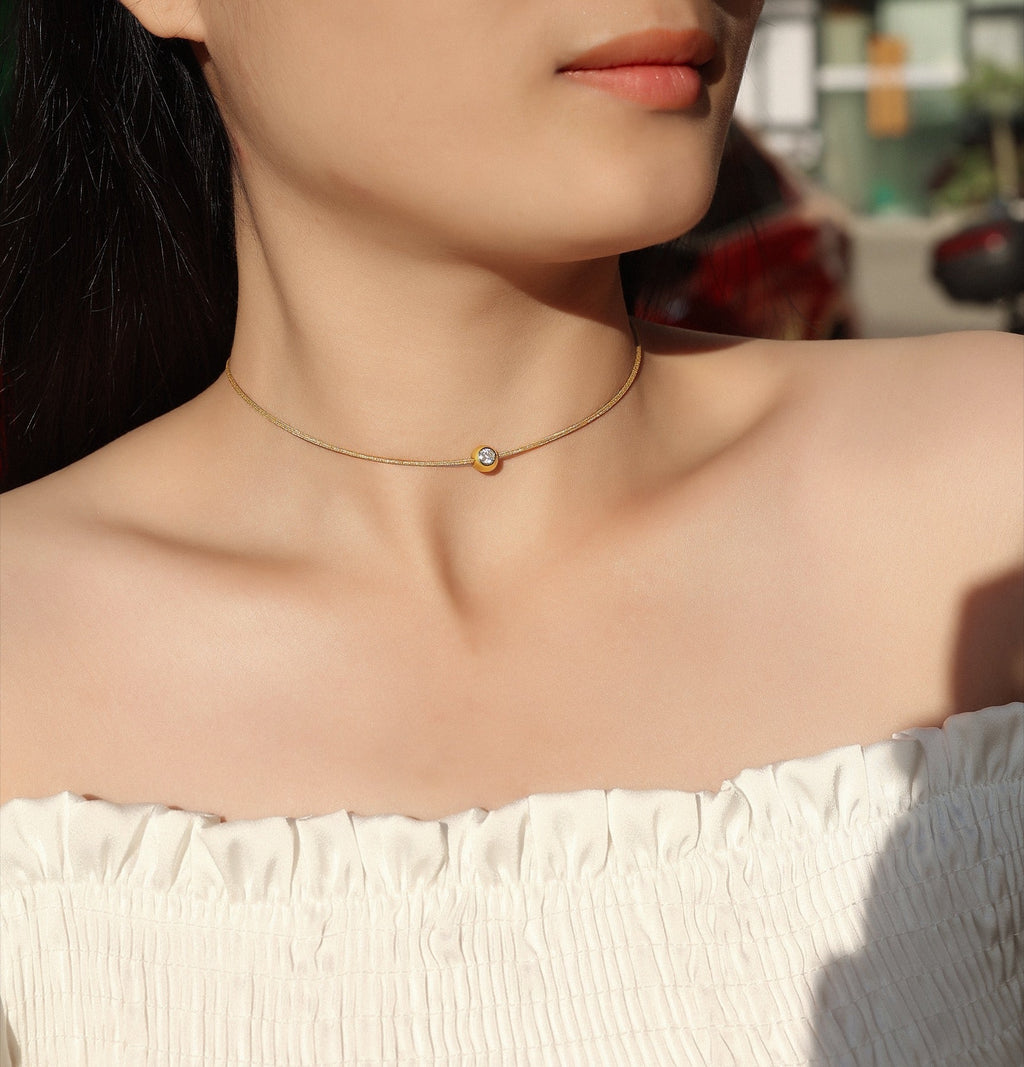 Dawn 0.3 Carat Moissanite Gold-Tone Cord Necklace