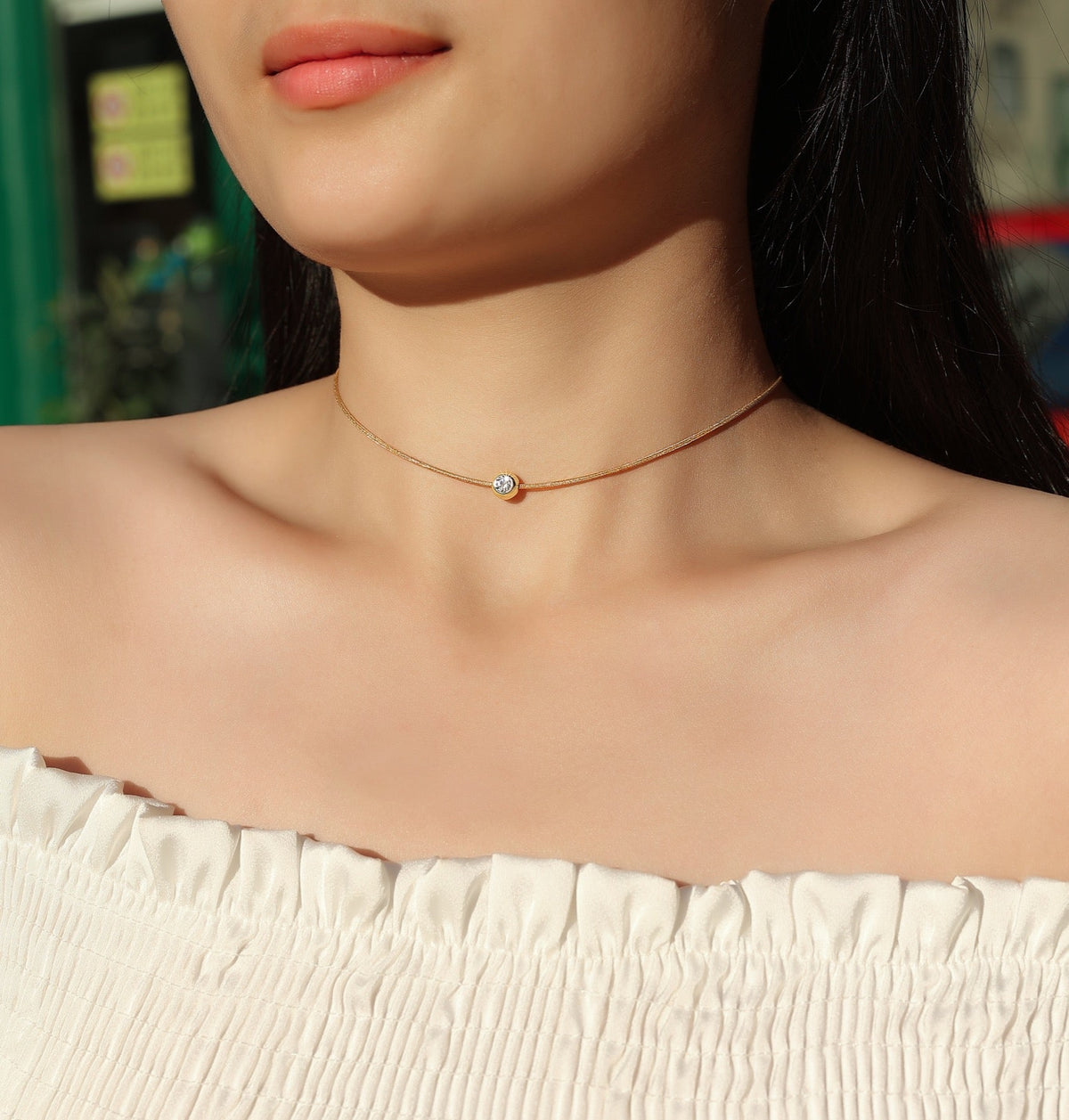 Dawn 0.3 Carat Moissanite Gold-Tone Cord Necklace