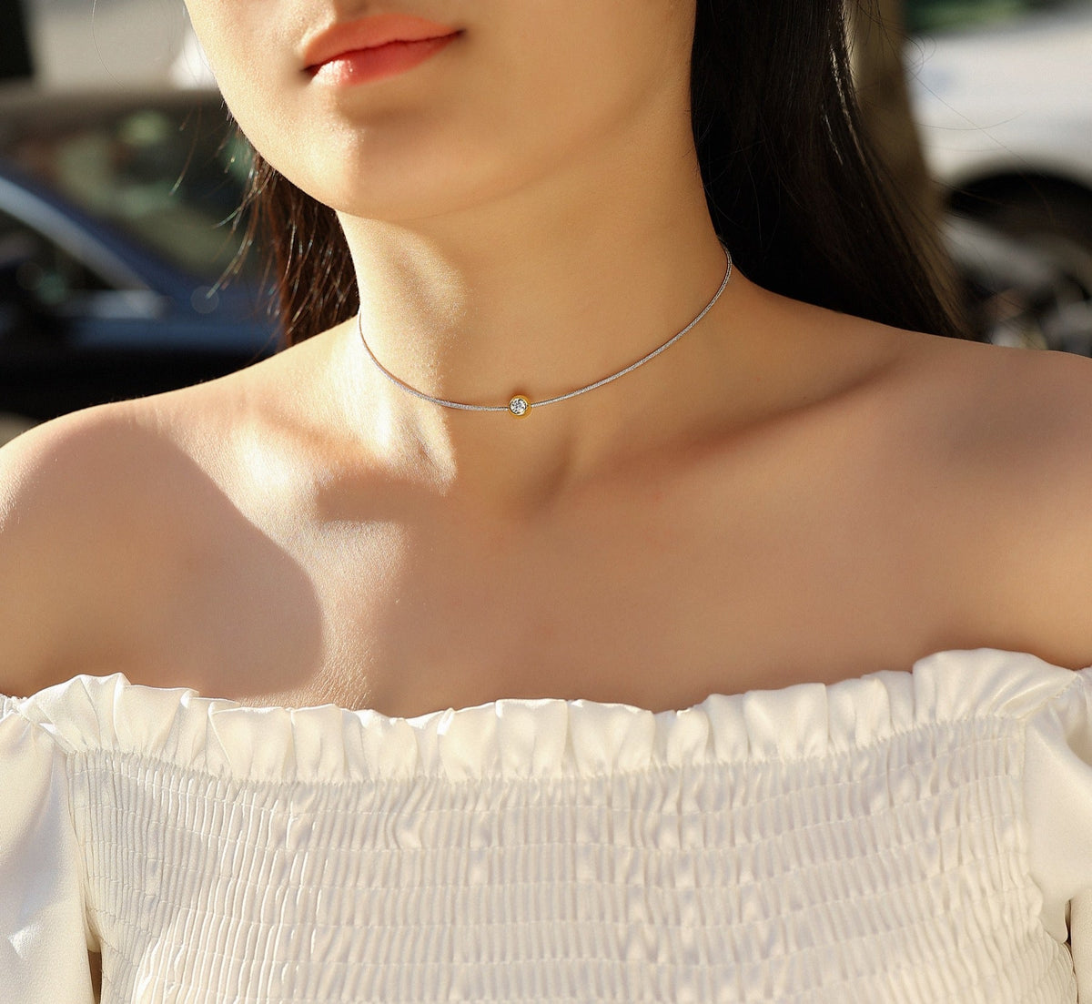 Charm 0.3 Carat Moissanite Cord Necklace