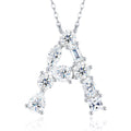 Initial A Moissanite Cluster Initial Pendant Necklace in Sterling Silver