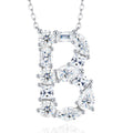 Initial B Moissanite Cluster Initial Pendant Necklace in Sterling Silver