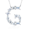 Initial G Moissanite Cluster Initial Pendant Necklace in Sterling Silver