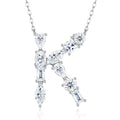 Initial K Moissanite Cluster Initial Pendant Necklace in Sterling Silver