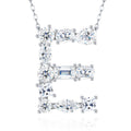 Initial E Moissanite Cluster Initial Pendant Necklace in Sterling Silver