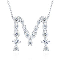 Initial M Moissanite Cluster Initial Pendant Necklace in Sterling Silver