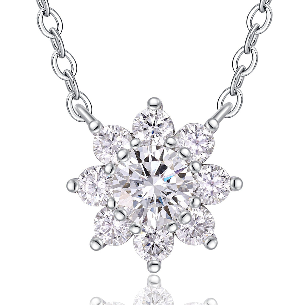 Petal 0.5 Carat Moissanite Flower Pendant Necklace in Sterling Silver