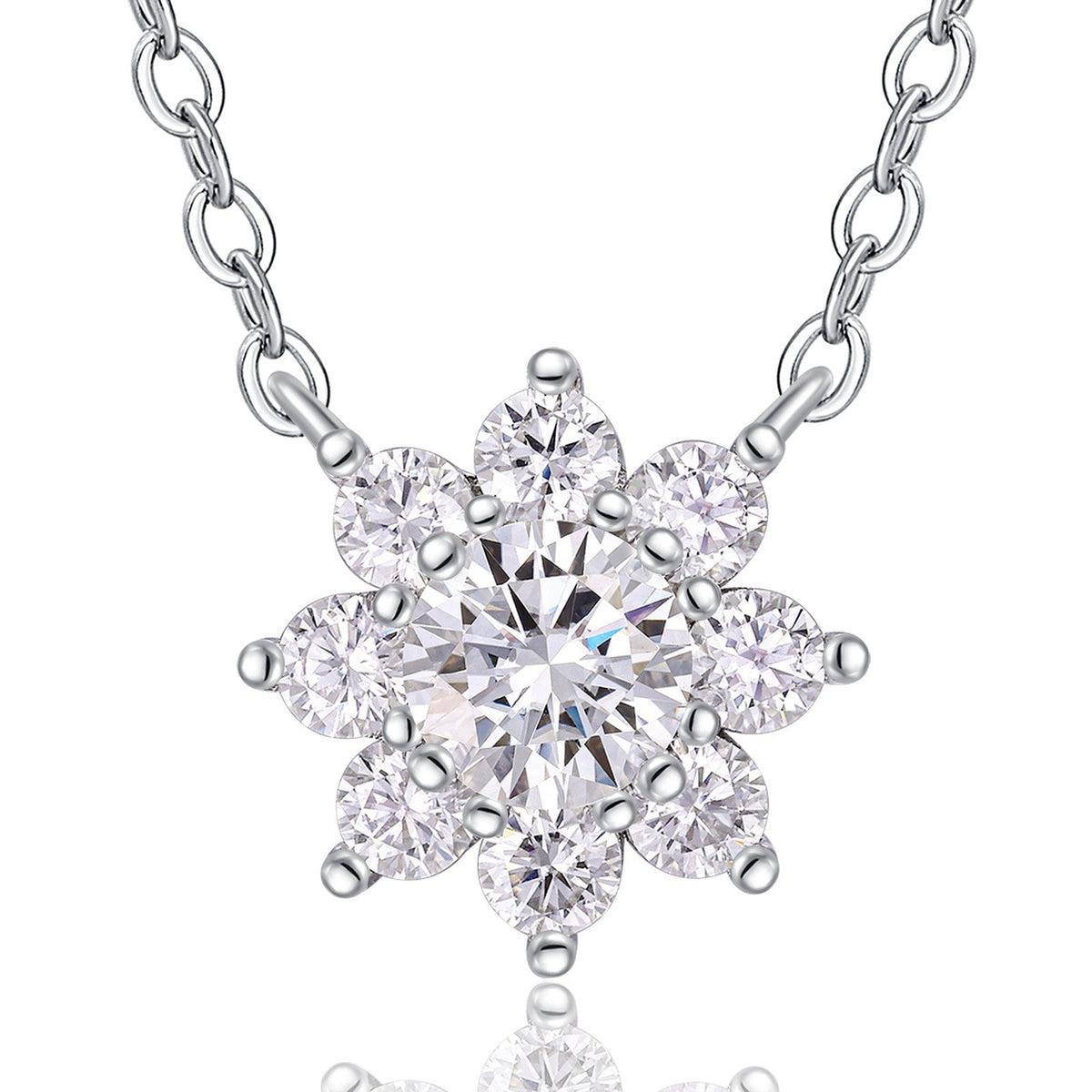Petal 0.5 Carat Moissanite Flower Pendant Necklace in Sterling Silver