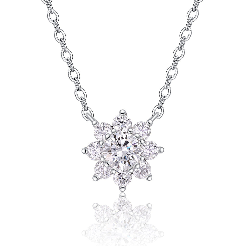 Petal 0.5 Carat Moissanite Flower Pendant Necklace in Sterling Silver