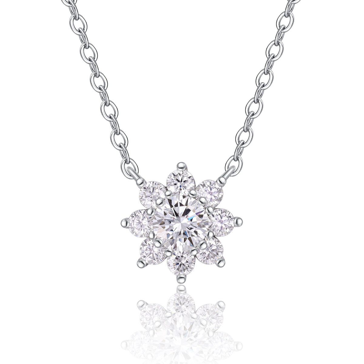 Petal 0.5 Carat Moissanite Flower Pendant Necklace in Sterling Silver