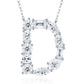 Initial D Moissanite Cluster Initial Pendant Necklace in Sterling Silver