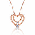 Amoura Moissanite Double Heart Pendant Necklace in Rose Gold-Tone Sterling Silver