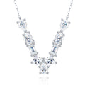 Initial V Moissanite Cluster Initial Pendant Necklace in Sterling Silver