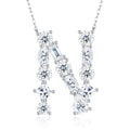 Initial N Moissanite Cluster Initial Pendant Necklace in Sterling Silver