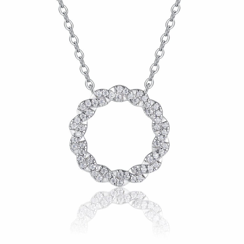 Aureole Moissanite Circle Pendant Necklace in Sterling Silver