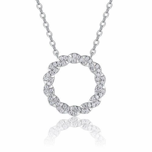 Aureole Moissanite Circle Pendant Necklace in Sterling Silver