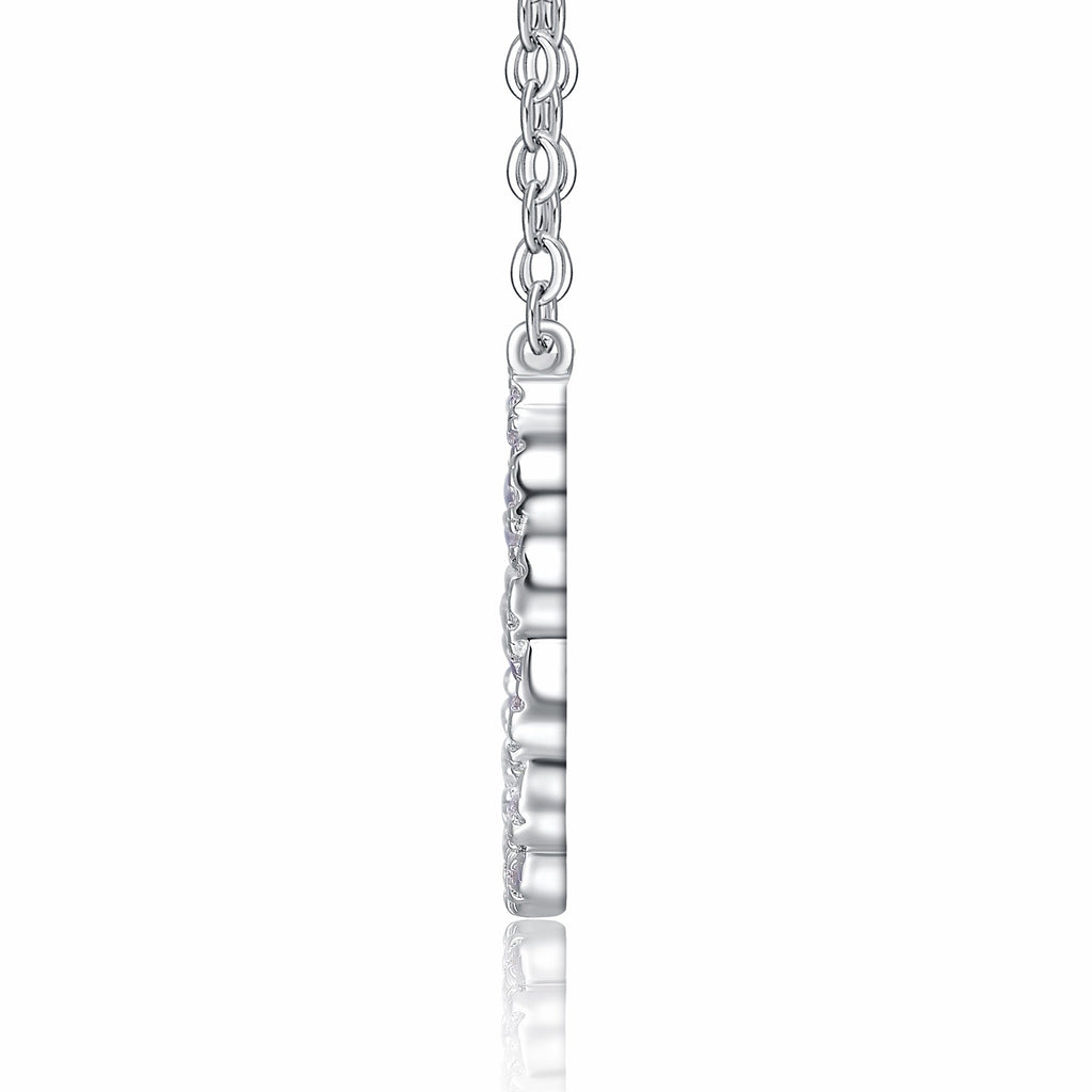 Aureole Moissanite Circle Pendant Necklace in Sterling Silver