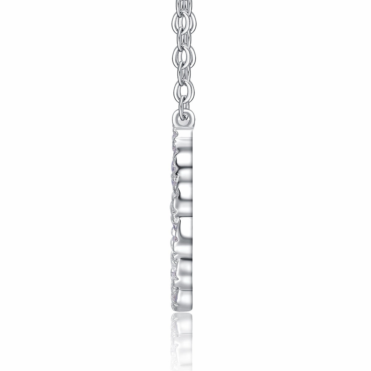 Aureole Moissanite Circle Pendant Necklace in Sterling Silver