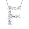 Initial F Moissanite Cluster Initial Pendant Necklace in Sterling Silver