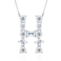 Initial H Moissanite Cluster Initial Pendant Necklace in Sterling Silver