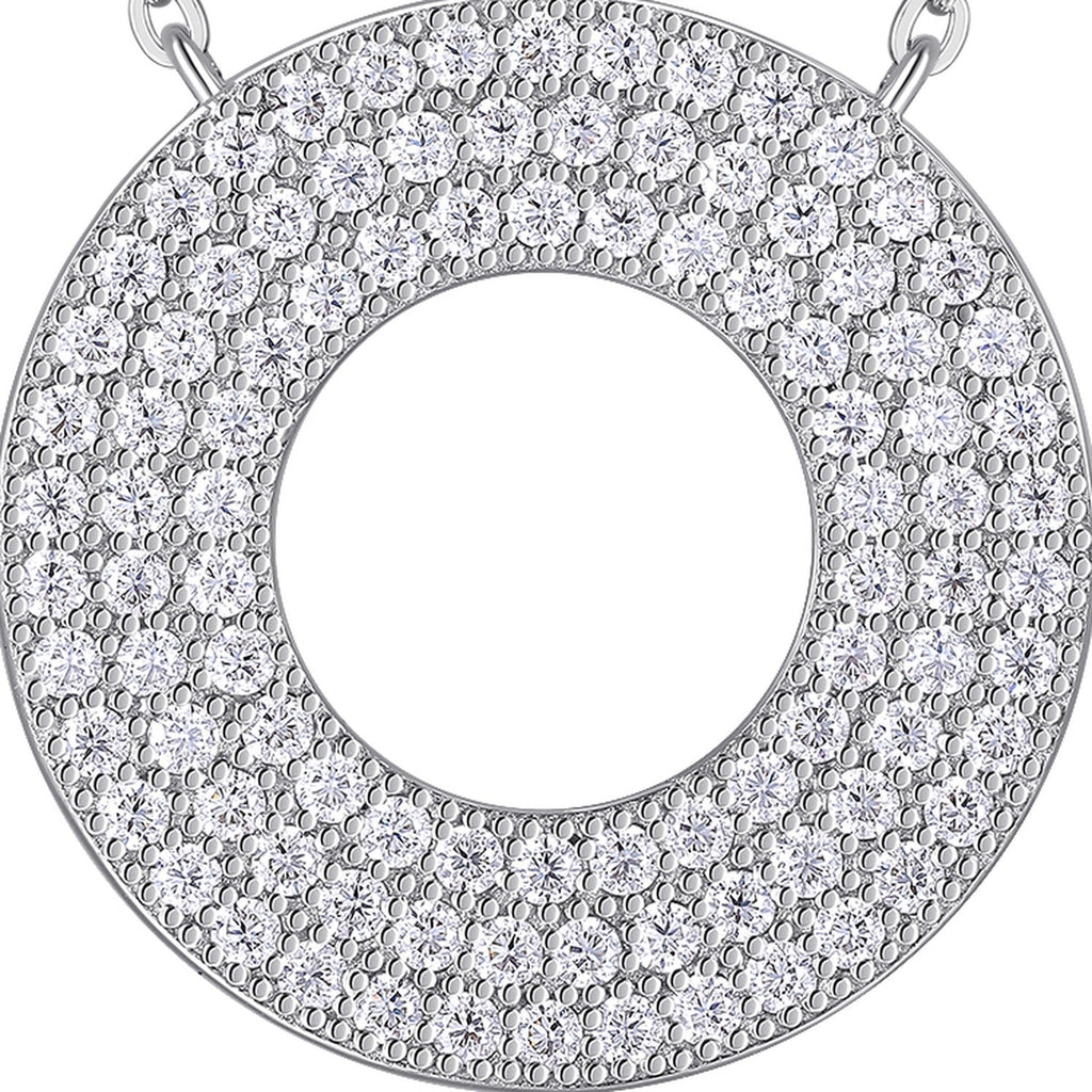 Eclipse Moissanite Pavé Circle Pendant Necklace in Sterling Silver