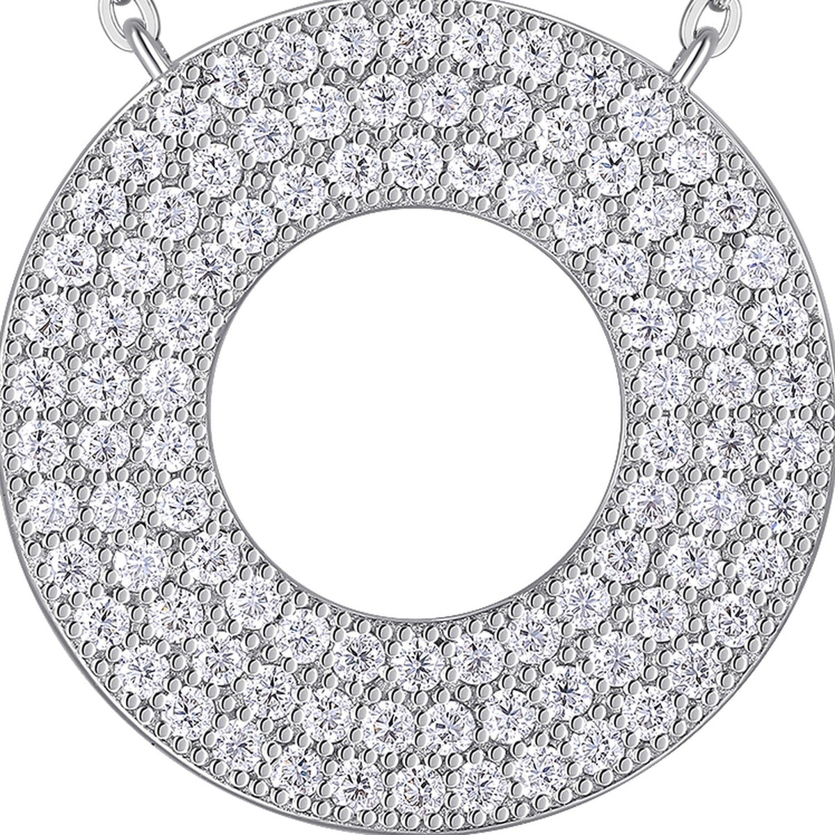 Eclipse Moissanite Pavé Circle Pendant Necklace in Sterling Silver