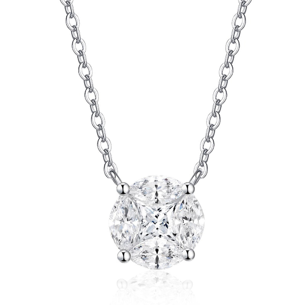 Posy Moissanite Cluster Pendant Necklace in Sterling Silver