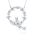 Initial Q Moissanite Cluster Initial Pendant Necklace in Sterling Silver