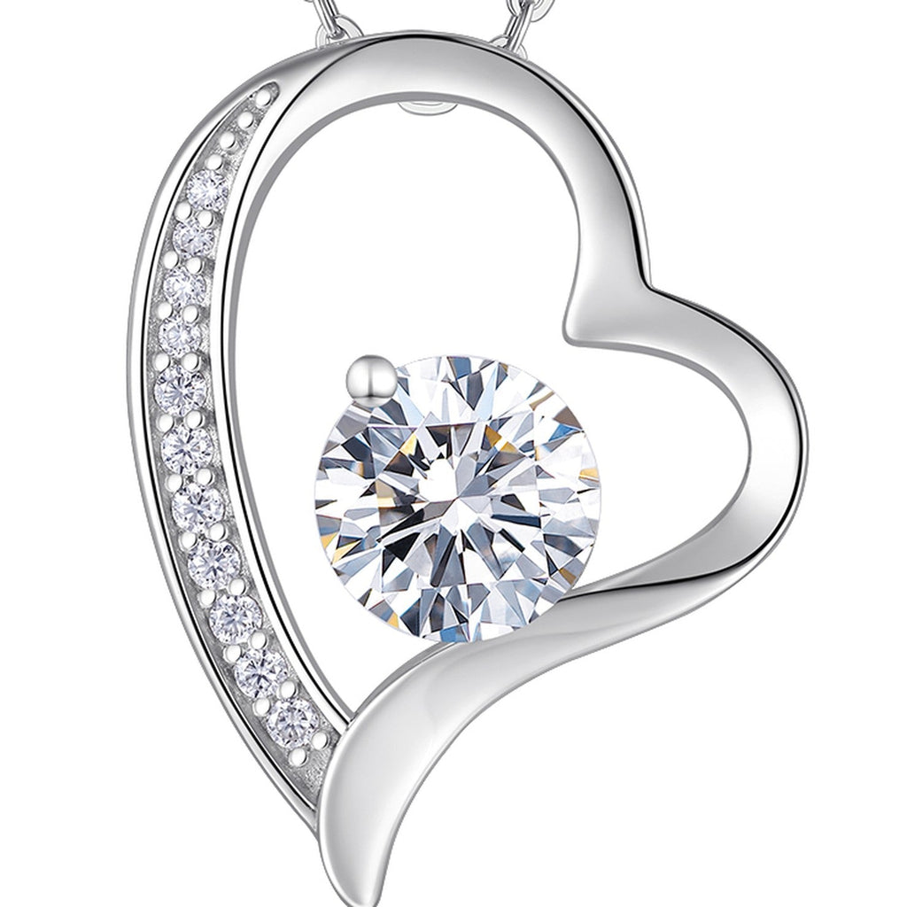 Adore 1 Carat Moissanite Open Heart Pendant Necklace in Sterling Silver