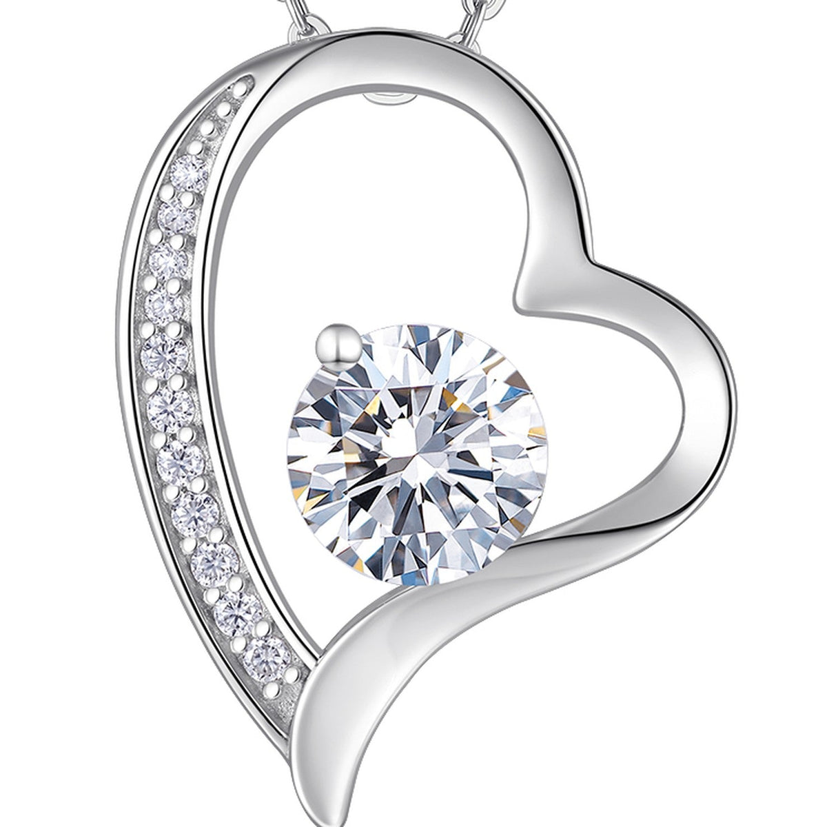 Adore 1 Carat Moissanite Open Heart Pendant Necklace in Sterling Silver