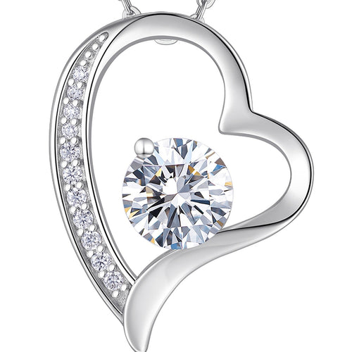 Adore 1 Carat Moissanite Open Heart Pendant Necklace in Sterling Silver