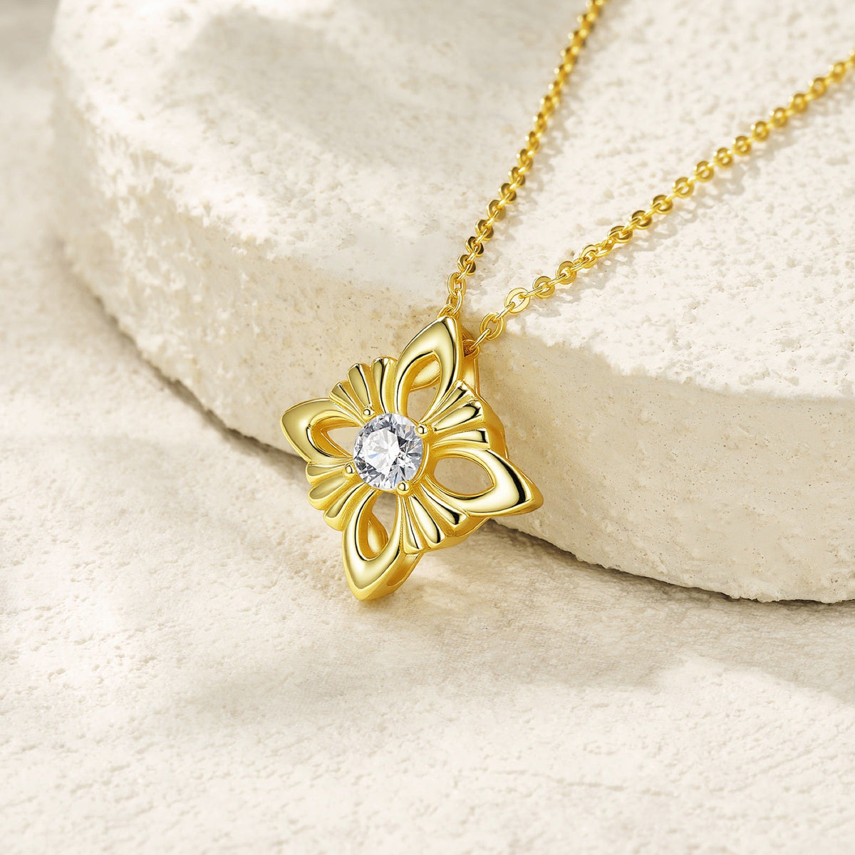 Trefoil 0.5 Carat Moissanite Clover Pendant Necklace in Gold-Tone Sterling Silver